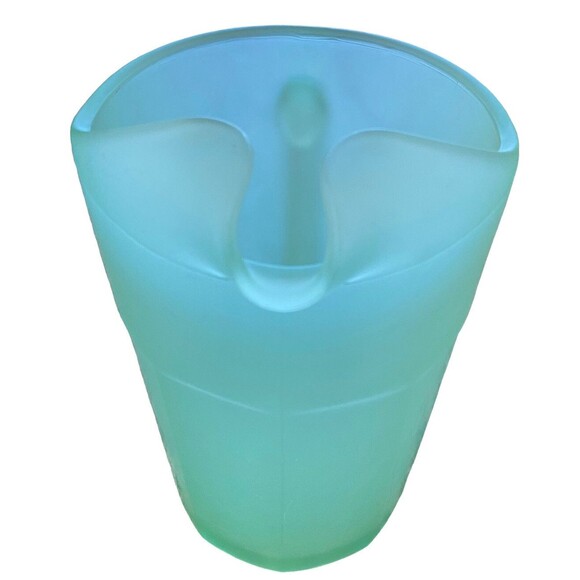 Vintage Jade Green Fogged Glass Pitcher & Goblet Lot of 5 MINTY Rare - Picture 4 of 10